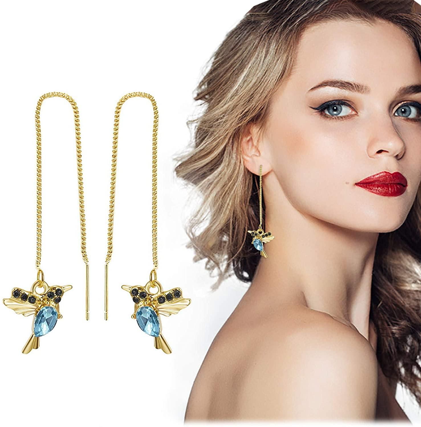 2020 Womens Bird Threader Earrings Long Dangle Earrings Dainty Everyday Earring Fashion Zircon