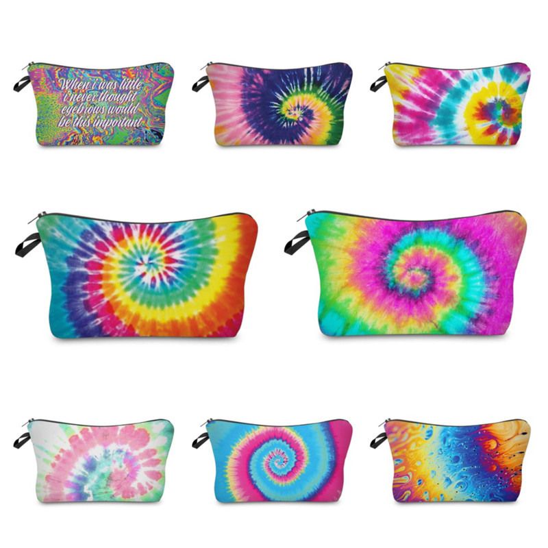 Tie Dye Makeup Bag Cosmetic Pouch Zipper Pencil Case Women Girls