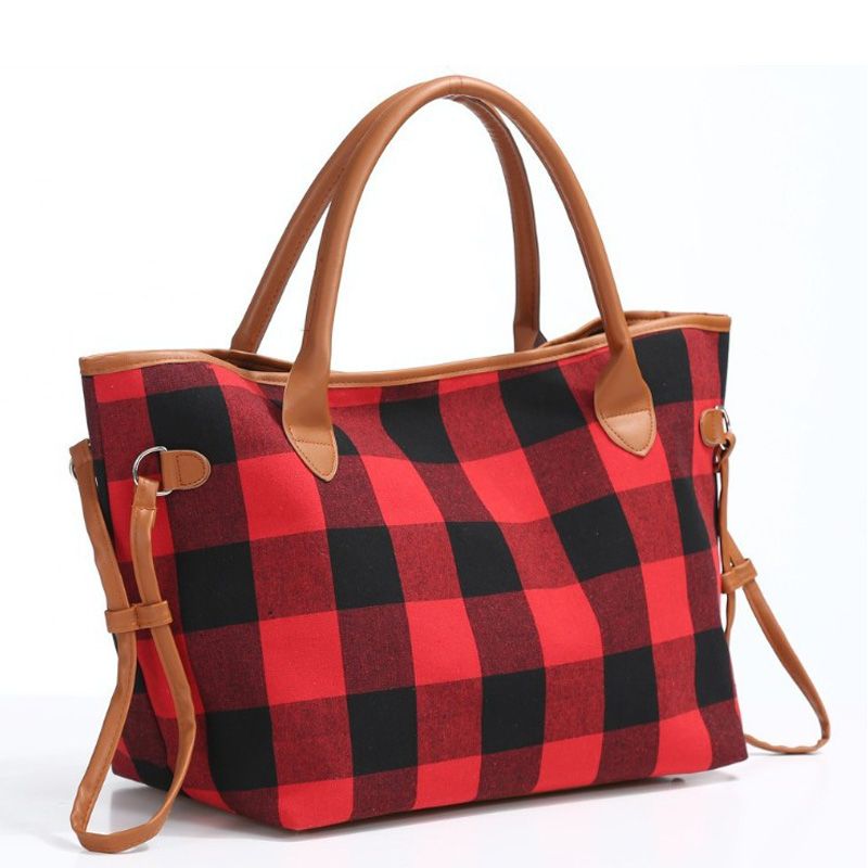 Amazon Venta caliente en blanco Bolsa de rejilla roja en blanco Mujeres Imprimir bolsos Black