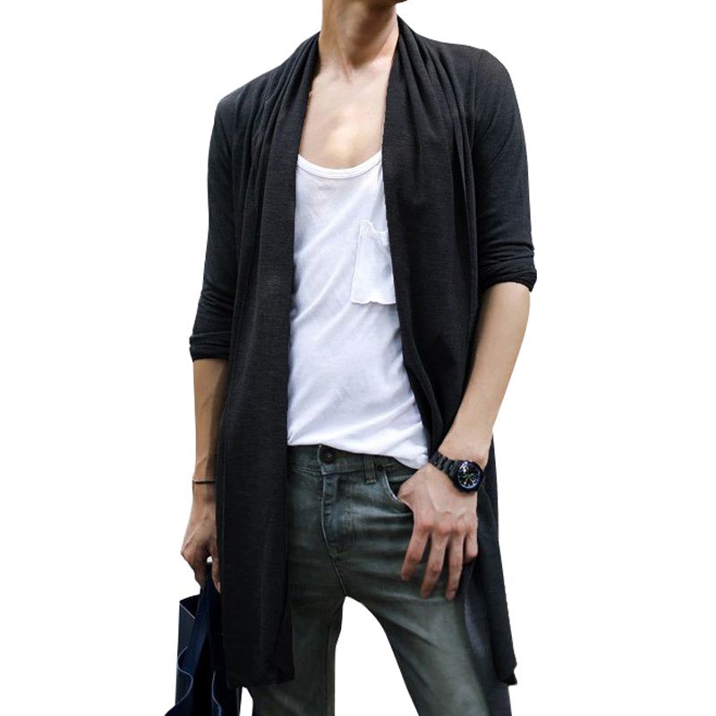Stunner Mens Spring Slim with Hood Sweater Casual Long Cardigan