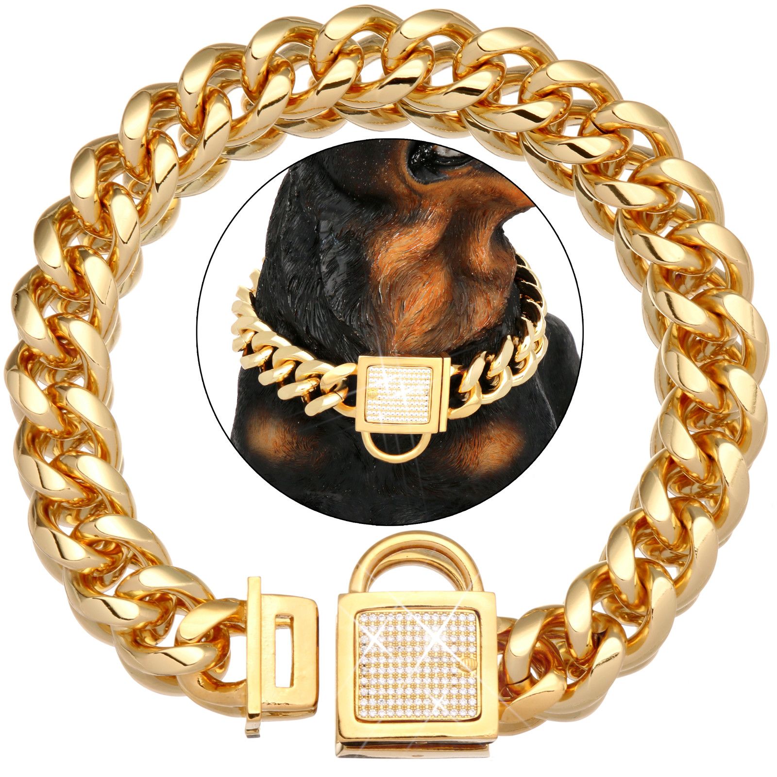 Shop Dog Collars & Leashes Online, NIKPET Gold Color Dog Chain Collar