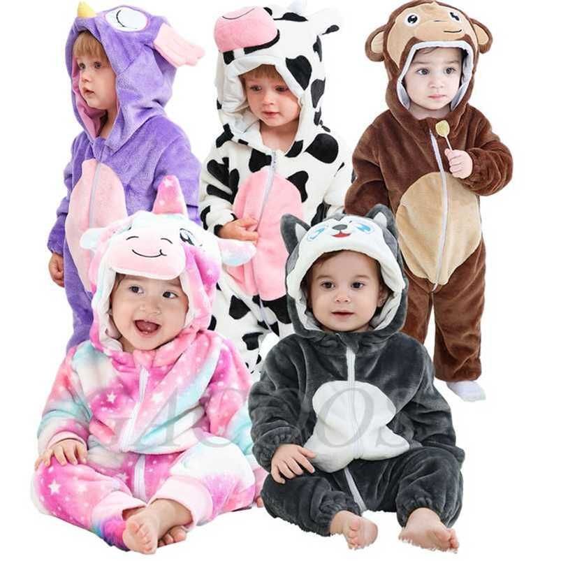 Invierno Born Ropa de bebé Ropa Cow Pajamas Boy Rampers Panda Traje para