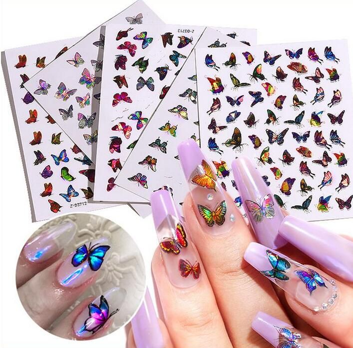 Compra Nuevo Color Laser Mariposa Unas Arte Pegatinas Holograficos 3d Gradiente Mariposas Adhesivo Calcomanias De Unas Diy Decoraciones De Manicura Gratis Barato Entrega Rapida Y Calidad Es Dhgate