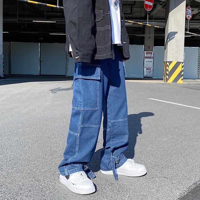 2021 S 5XL Plus Size Men Wide Leg Jeans Mens 2021 Autumn Spring Hip Hop Streetwear New Loose