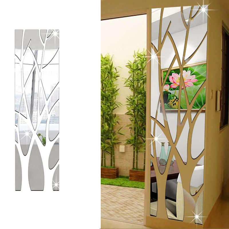 3D Mirror Wall Stickers Tree Shaped Self Adhesive Removable Acrylic Multicolor Decal DIY Home