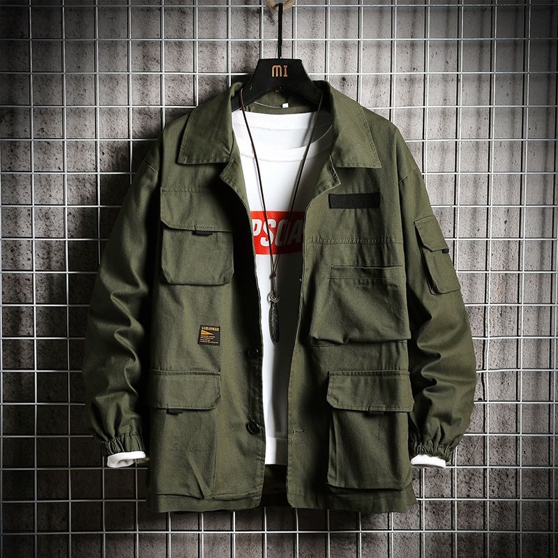 SingleRoad Mens Cargo Jacket Men Green 