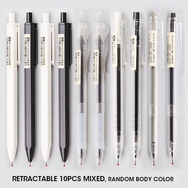 10 Stylos rétractable-Noir