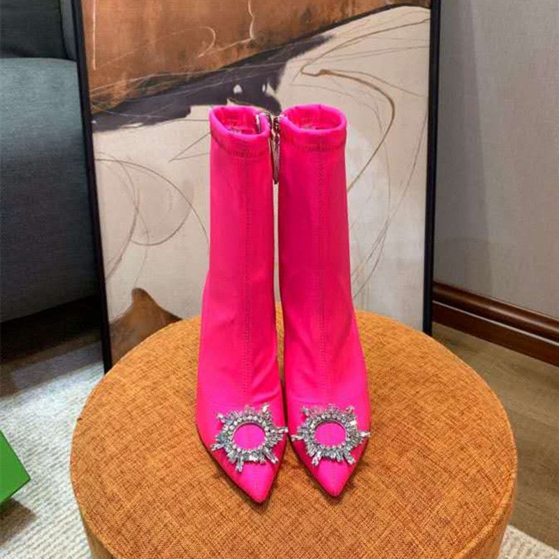 Botas curtas-rose vermelho