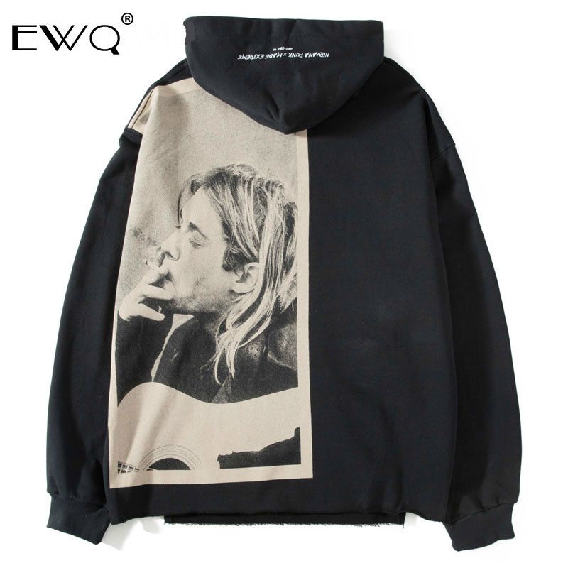 IEFB / Kurt Cobain Print Hoodie Men Hip 