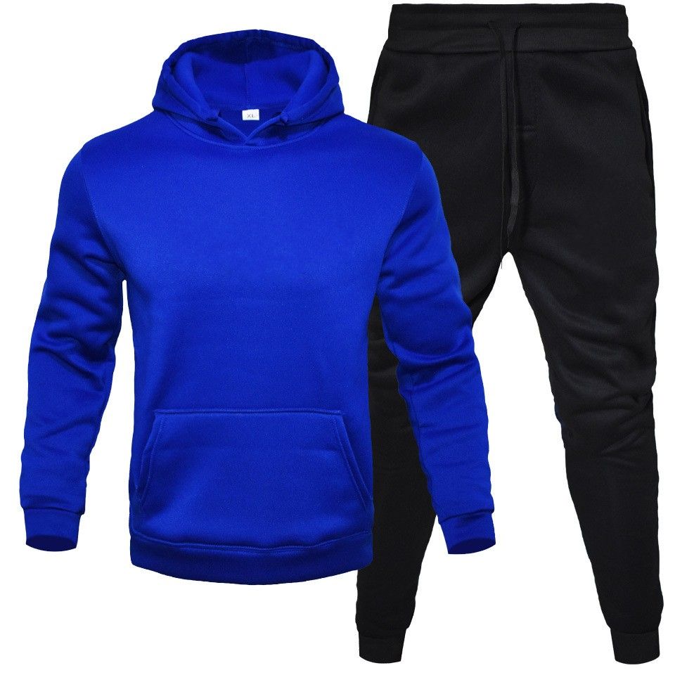 Hoodie bleu + pantalon noir