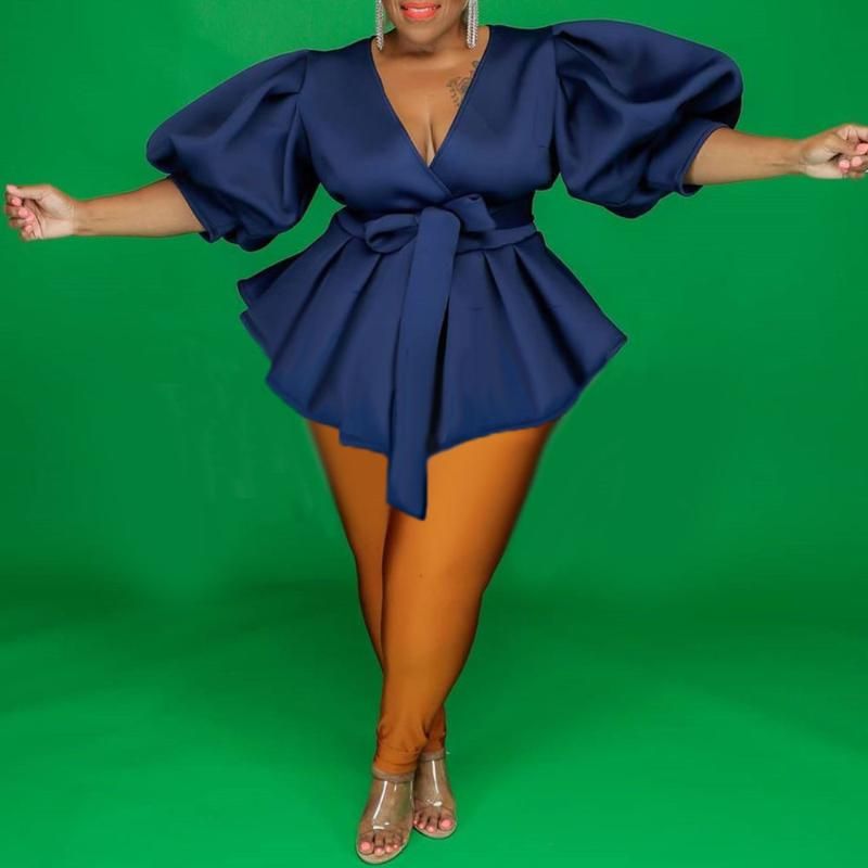 para mujer Camisas Tamaño Blusa Blusa Vintage Linterna Túnica Túnica Alta Cintura