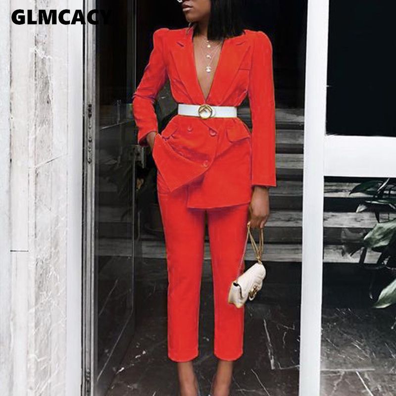 Pant Suits Set Slim Blazer Jacket 