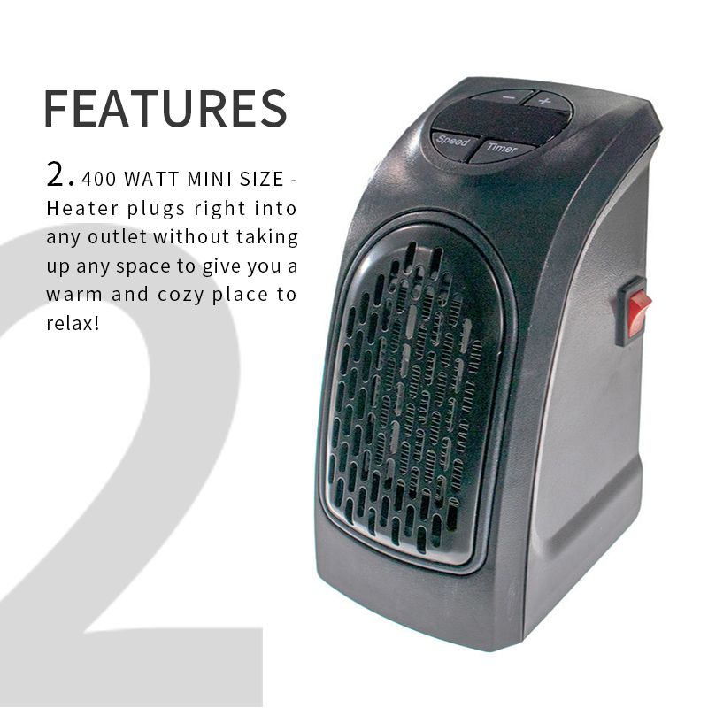 Drop Shipping 400W Calentador eléctrico Outlet de pared portátil Handy Handy Quick Heat Home