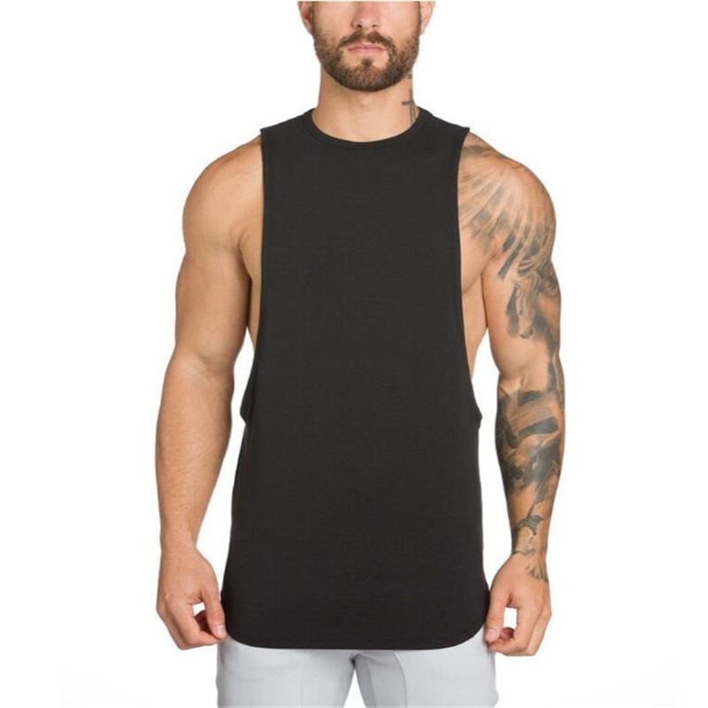Mens Blank Cotton Loose Workout Tank 