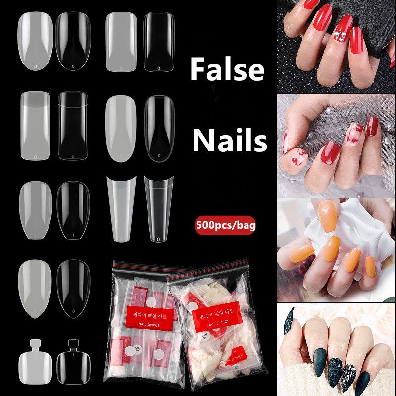 500Pcs/pack with 10 sizes False Nail Tips Nails Acrylic UV Gel DIY Manicure Natural Clear 500Pcs/pack with 10 sizes False Nail Tips Nails Acrylic UV Gel DIY Manicure Natural Clear