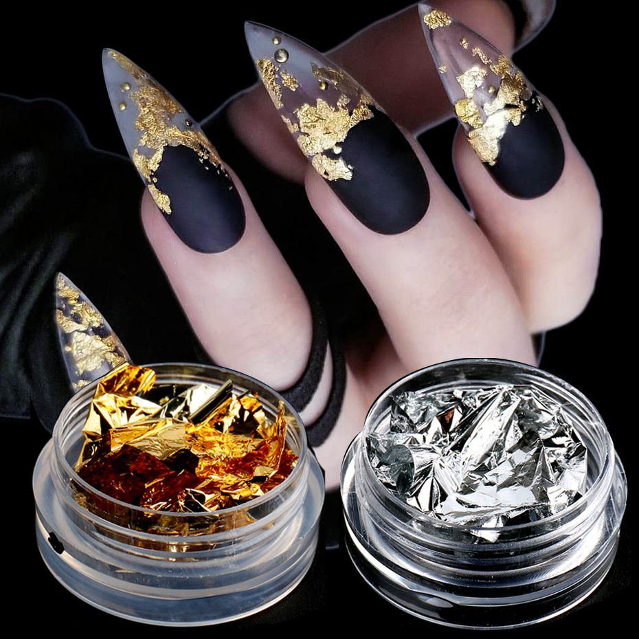 Set 24 Nail Fall design 3D nail Glitter Sequins and nail foil design us  seller