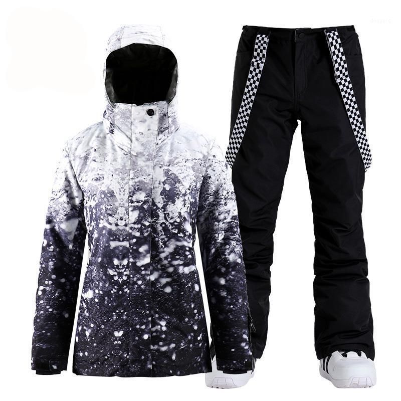 Compre Chaquetas De Esquí Ropa De Nieve Negra Ropa De Snowboard Para Mujer  Ropa Impermeable A Prueba De Viento Disfraces Invierno Chaqueta De Esquí Al  Aire Libre + BIB Pantalón 1 A