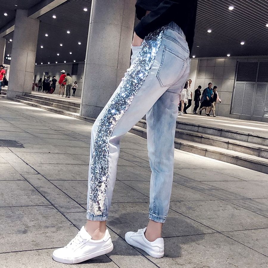 Discount Harajuku Harem Pants Women Lace Up Glitter Jeans Denim Trousers  Denim Stretch Skinny Blue Jeans Casual Streetwear Pantalon Femme LJ201130  Top Womens Pants \u0026 Capris Online Shop | DHgate.Com