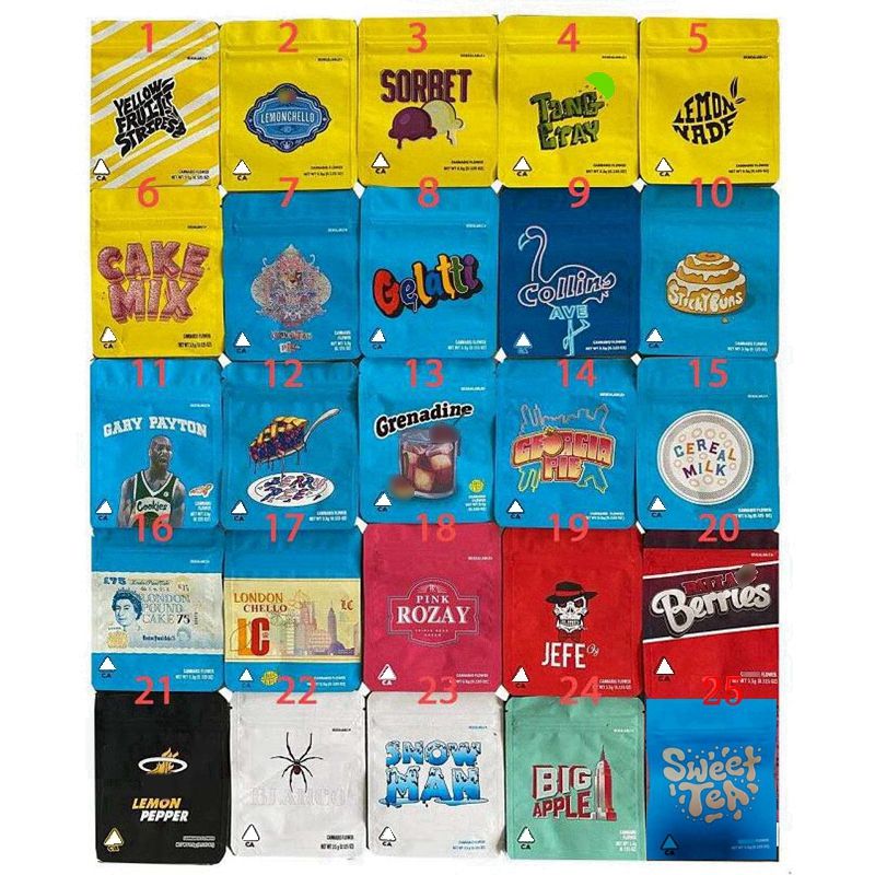 2021 3.5g Mylar Bags 25Types Cookies California Package Bag Balla