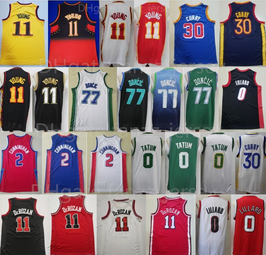 Basketball Trae Young Jersey 11 Luka Doncic 77 Stephen Curry 30 Jayson  Tatum 0 DeMar DeRozan 11 Cade Cunningham 2 Damian Lillard Men Navy Blue  White Red Black Stitched From Fanzz_jersey, $13.67