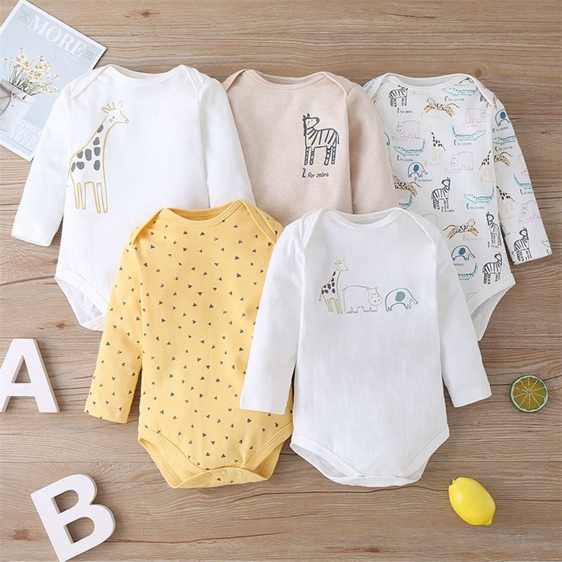 Acheter 5 Pieces Dessin Anime Animal Imprime Body Body Body Nouvelle Fille Bebes Coton Manches Longues Nouveau Nee Onesie Bebe Garcon Vetements Dhiver 0 24m 1216 De 18 42 Du Cong06 Fr Dhgate Com