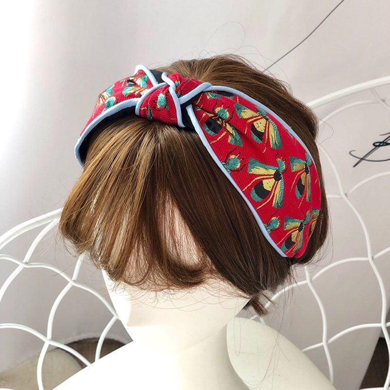Bee Embroidery Women Hairband Personality Red Headband for Lady Fashion Make Up Female Hair Band Bee Embroidery Women Hairband Personality Red Headband for Lady Fashion Make Up Female Hair Band