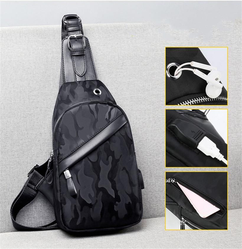 Shoulder Bag for Men Waterproof USB Male Crossbody Bag Anti-Theft Travel  Messenger Chest Sling Bag