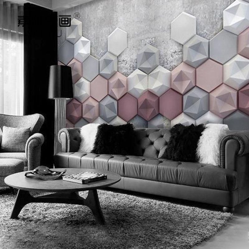 3D Wallpaper living room TV background wall relief Abstract geometry wallpaper bedroom modern personality mural