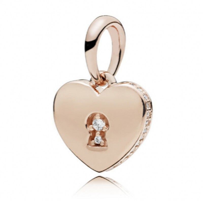 European Rose gold Charms Crystal heart Beads Pendant Fit 925 Sterling Bracelets 