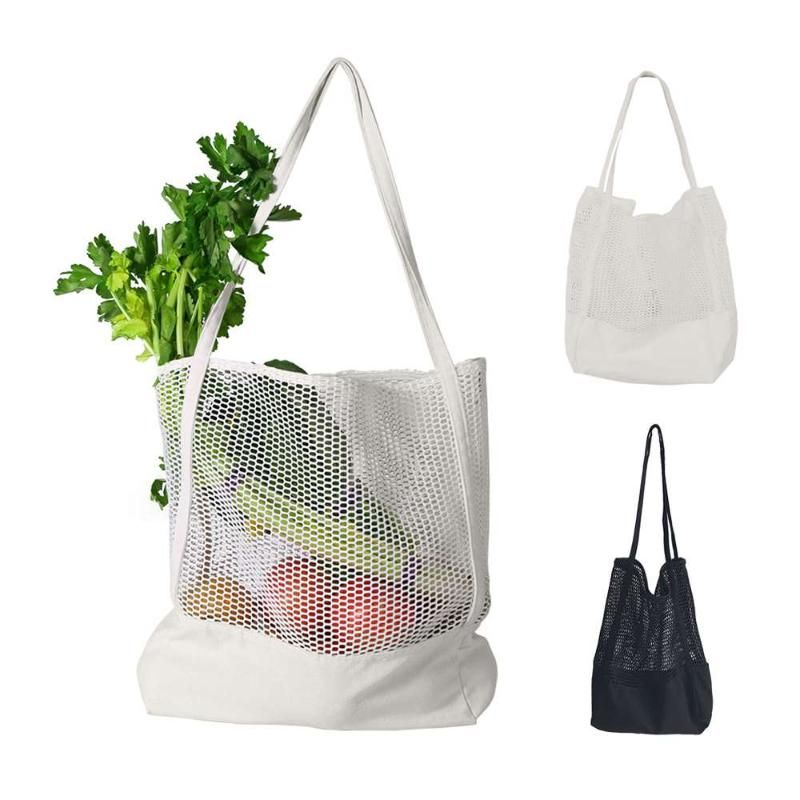 Sacos de armazenamento 1 * sacola saco de compras estereoscópico praia poliéster malha cozinha fruta vegetal durável