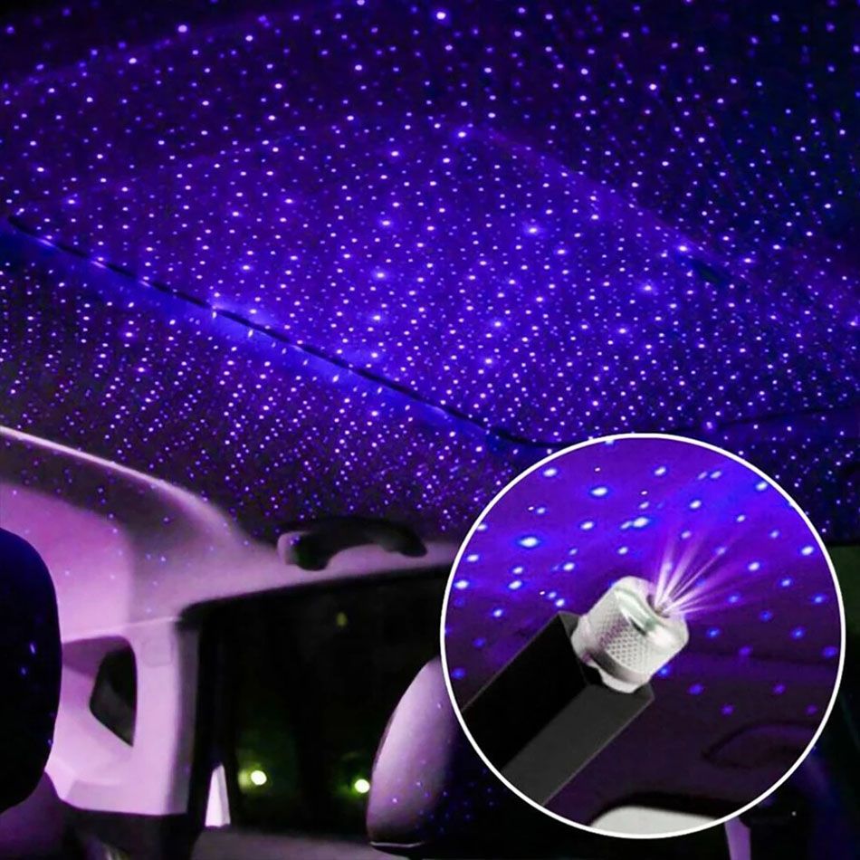 Interior de coche USB LED lámpara de techo atmósfera starrry cielo Estrella Luz Proyector De Luz 