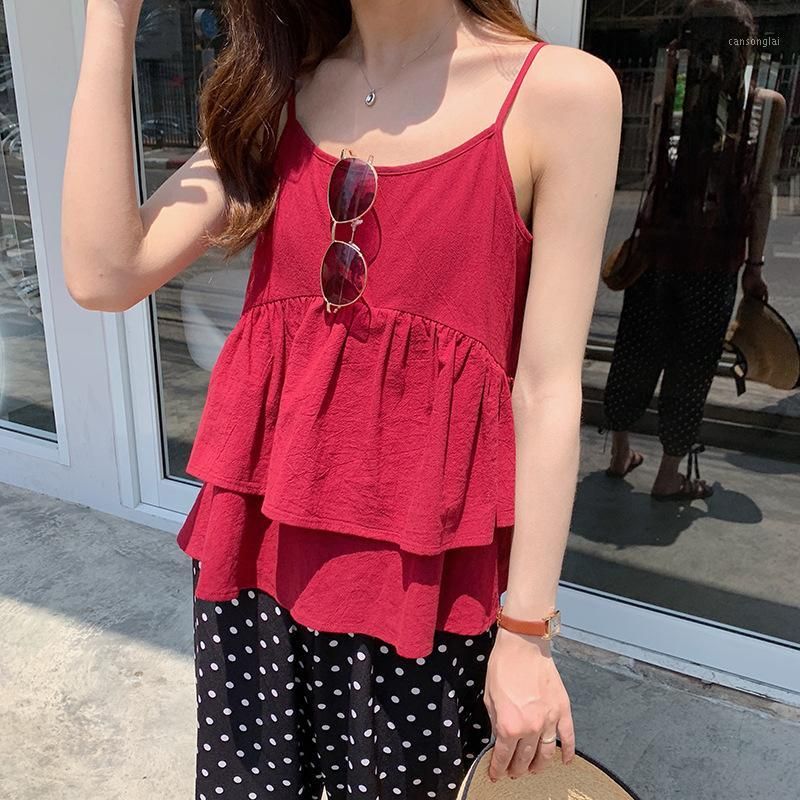 Las mujeres de algodón Tops verano Correa Camis blusa blusas tanque del chaleco Cami Top Las mujeres de algodón Tops verano Correa Camis blusa blusas tanque del chaleco Cami Top