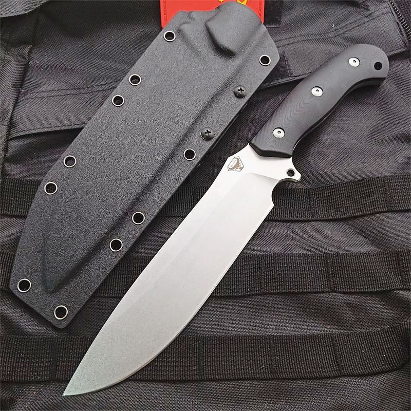 New Arrival High End Survival Straight Knife DC53 Stone Wash Drop Point
