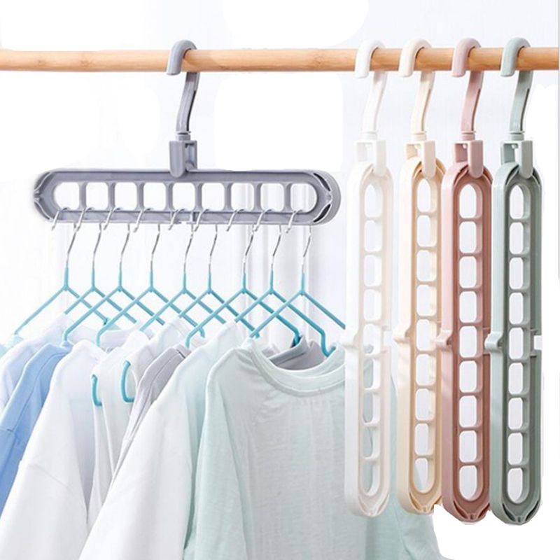 9 Hole Adjustable Magic Clothes Hangers Space Saving Metal Clothes