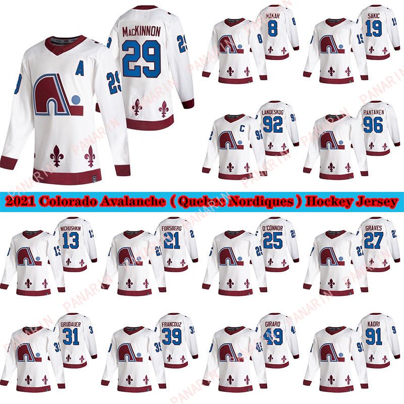 Ado Avalanche Jersey 2020 21 Reverse Retro Quebec Nordiques 8 Cale Makar 29 Nathan Mackinnon 96 Rantanen 19 Sakic Hockey Jersey From Panarin 22 8 Dhgate Com