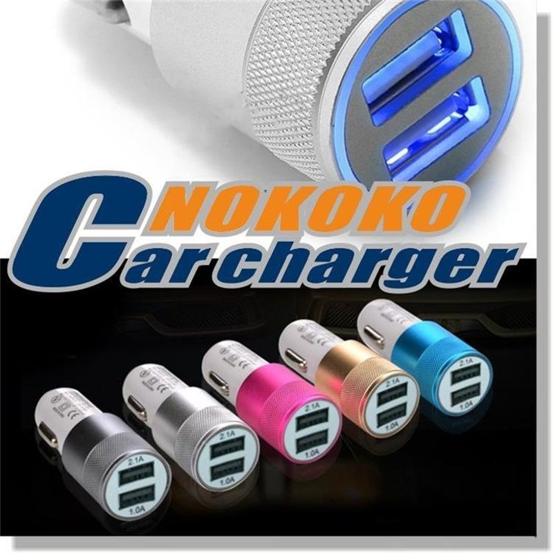Best Metal Dual USB Port Car Charger Universal 12 Volt 1 2 Amp For