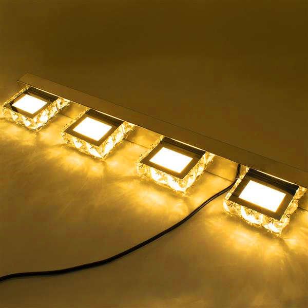 뜨거운 판매 12W 4 조명 크리스탈 표면 욕실 침실 램프 따뜻한 흰색 빛 실버 아트 장식 조명 현대 방수 벽 램프