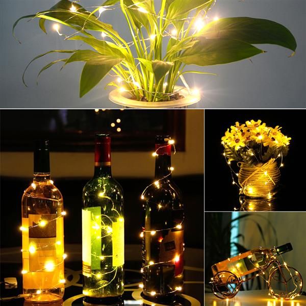 2m 20 LED Mini-Flaschen-Stopper Lampen-Schnur-Bar Dekoration-Schnur-Licht-warmes weißes Licht der Erde Gelb hochwertiges Material LED Strings