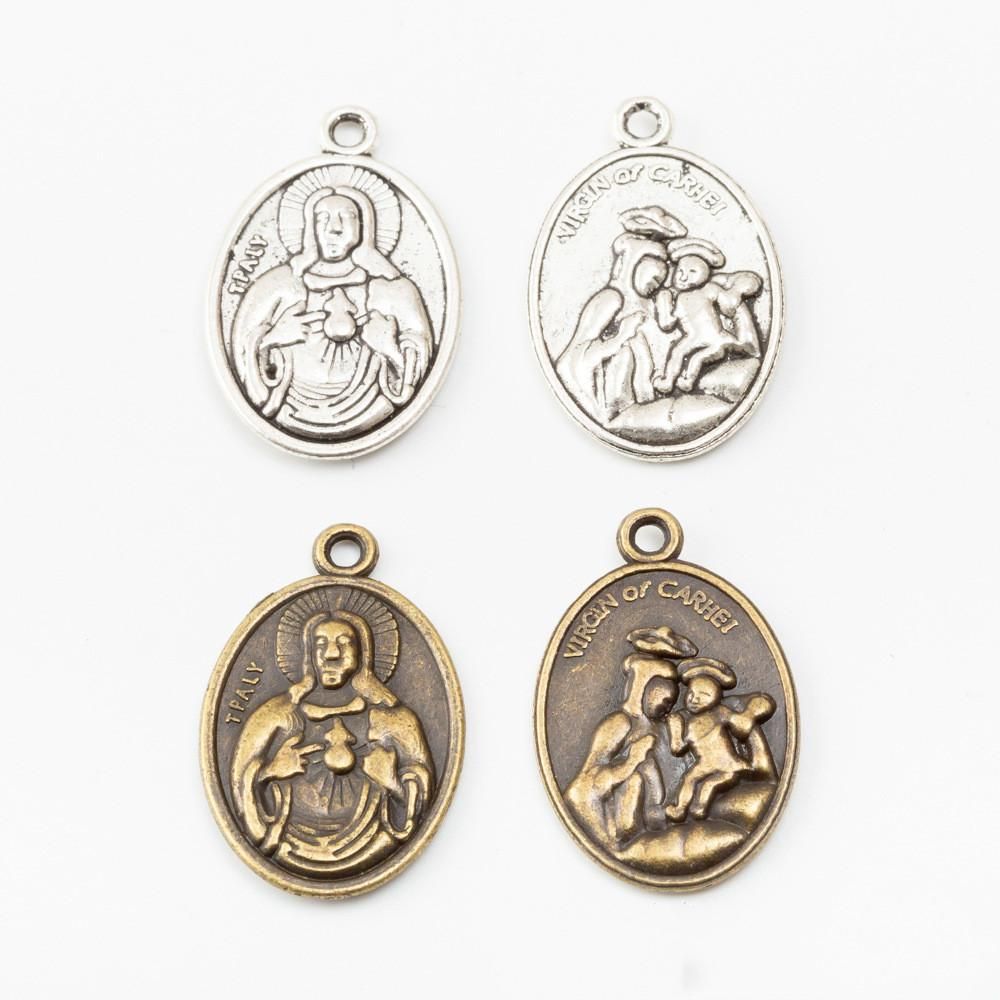 50 24 * 16 Religioso TPALY Virgin Carhei Charms Artículo Antique Color Silver Color