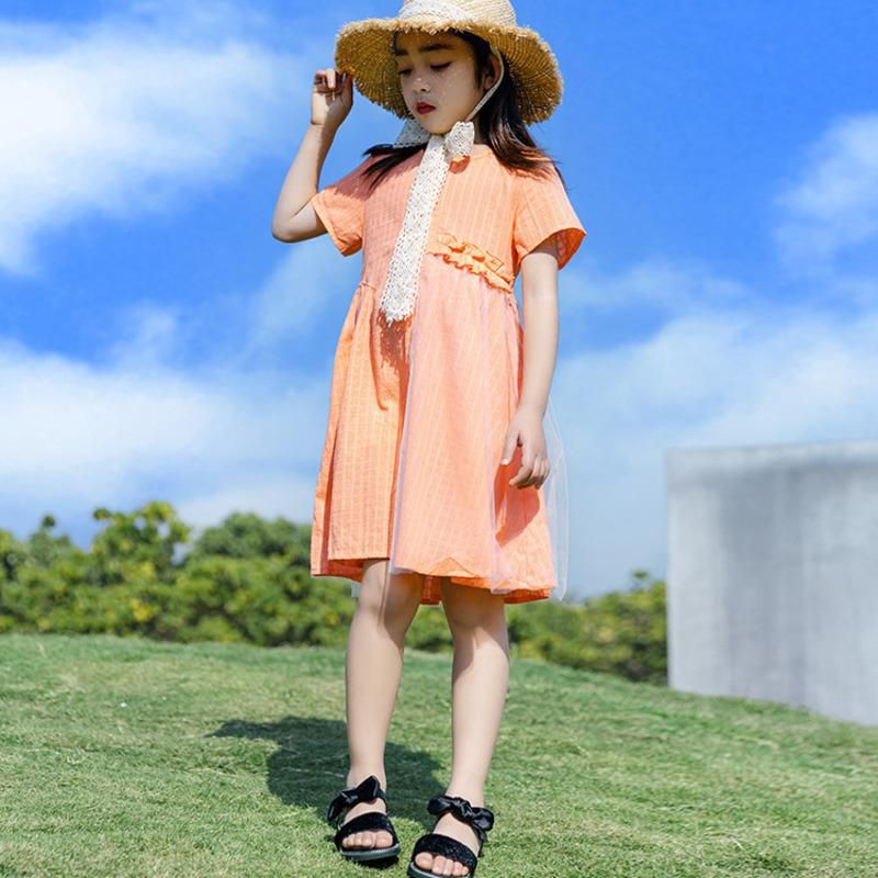 Girls Dresses 2022 Summer Plaid Big 