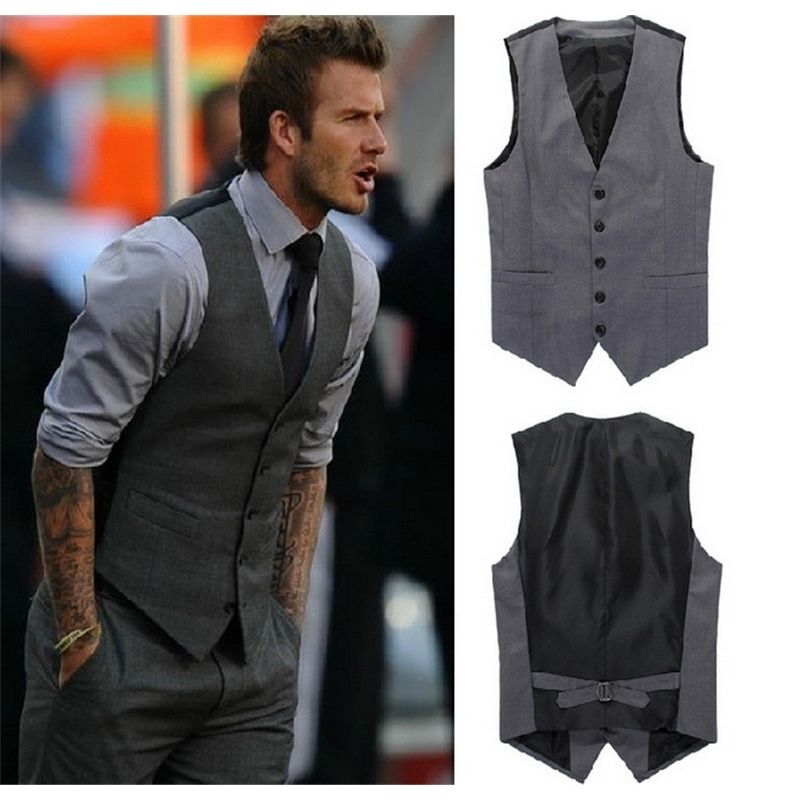 Compre Estilo Europeo Moda Moda Gris Traje Chaleco Business Slim Gentleman  Camareros Vestiste Trajes De Hombre Blazer Chaleco De Chaleco Para Hombres  201105 A 16,95 € Del Long004 | Es.Dhgate.Com