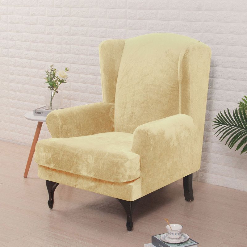 Beige-Wing Chair Cover