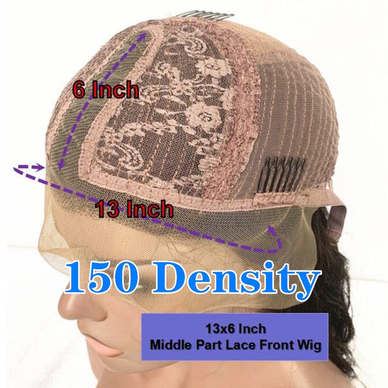 150% de densidade 13x6 Middle Part Wig
