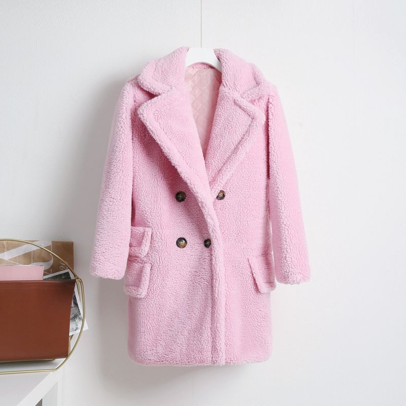 Manteau en peluche rose