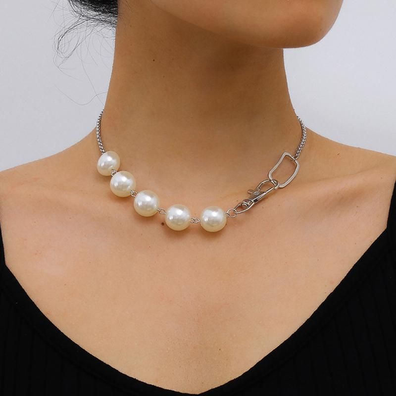 Ahuyentar ensayo Ten confianza Chokers Capas de Moda Perlas Colgantes Geométricos Collares Para Mujeres  Dorado Metal Serpiente Cadena Collar De