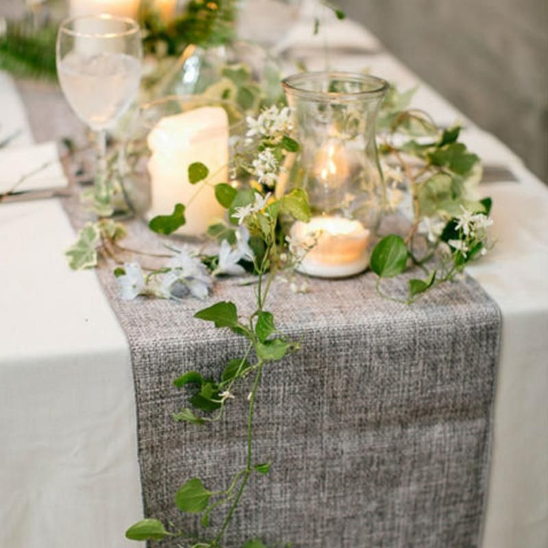 Camino De Mesa De imitación De lino Decoración navideña para fiesta 