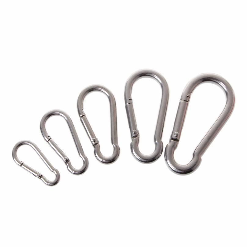 304 Stainless Steel Spring Carabiner Snap Hook Keychain Quick Link Lock Buckl j4 