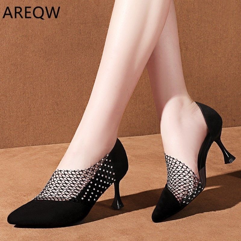 Tacones Delgados De Cristal Para Mujer Con Punta Puntiaguda Tacones Delgados De Cristal Para Mujer Con Punta Puntiaguda