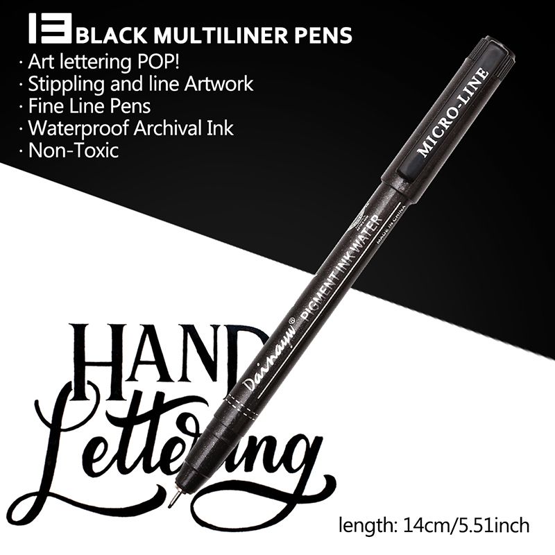 8PCS Hand Lettering Pens Neelde Drawing Line Calligraphy Pen Waterproof  Pigment Sketch Markers Pen For Design Art Supplies
