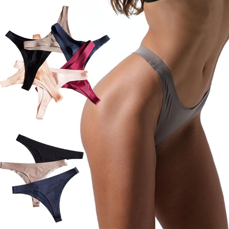 Breathable Women Briefs Ice Silk Thong Seamless Low Waist Ultra Thin Panties AU